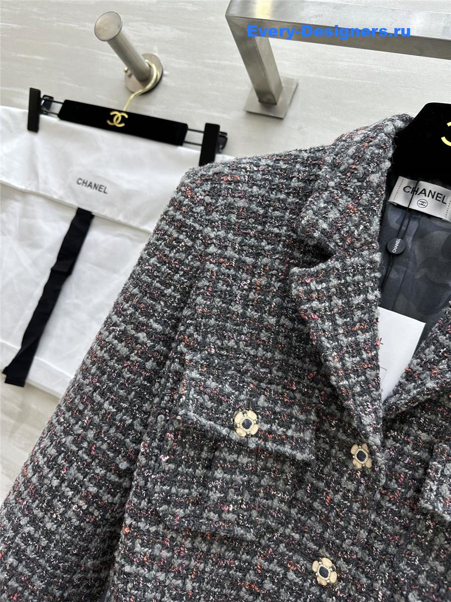 Ch**el colorful tweed lapel jacket with belt