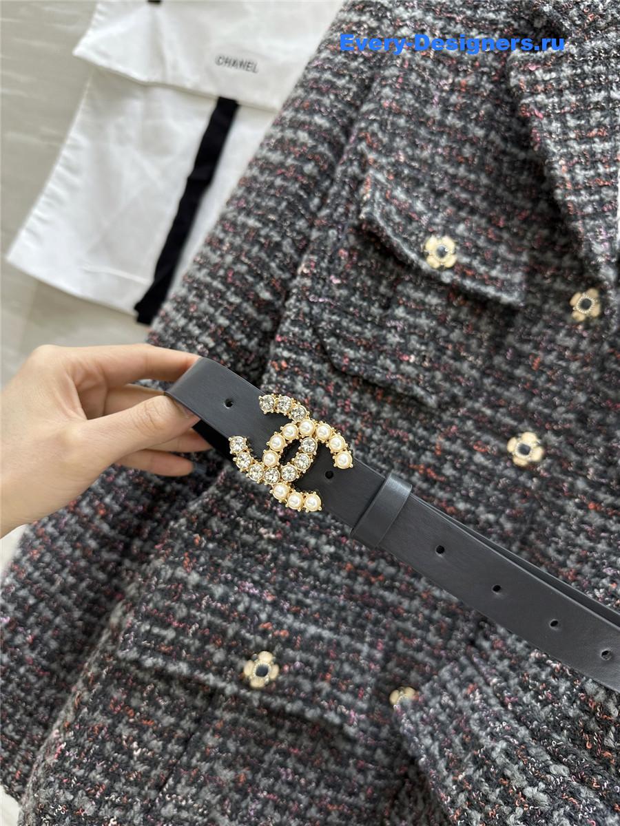 Ch**el colorful tweed lapel jacket with belt