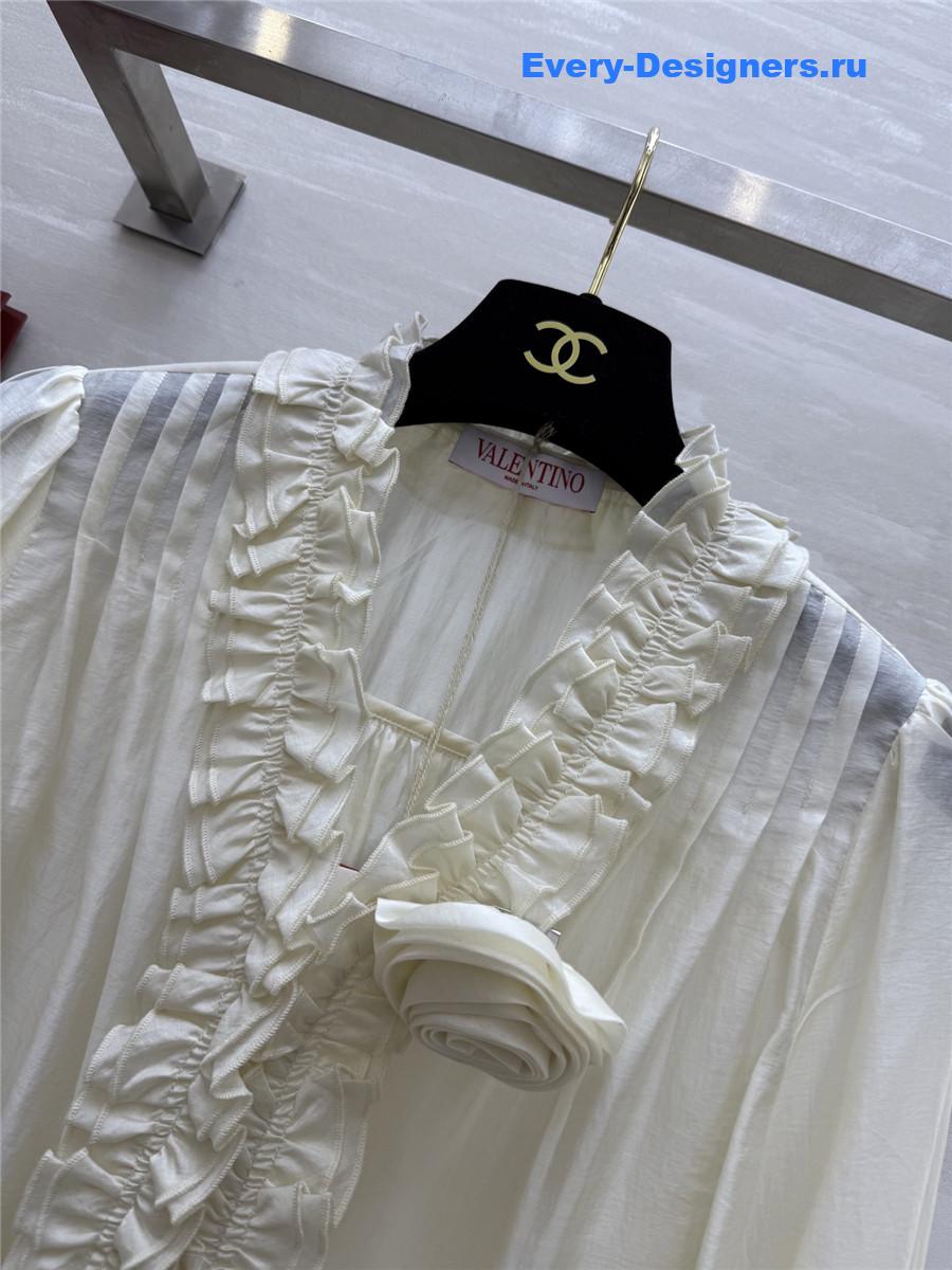 Va1e*ntin0 white tencel flower shirt
