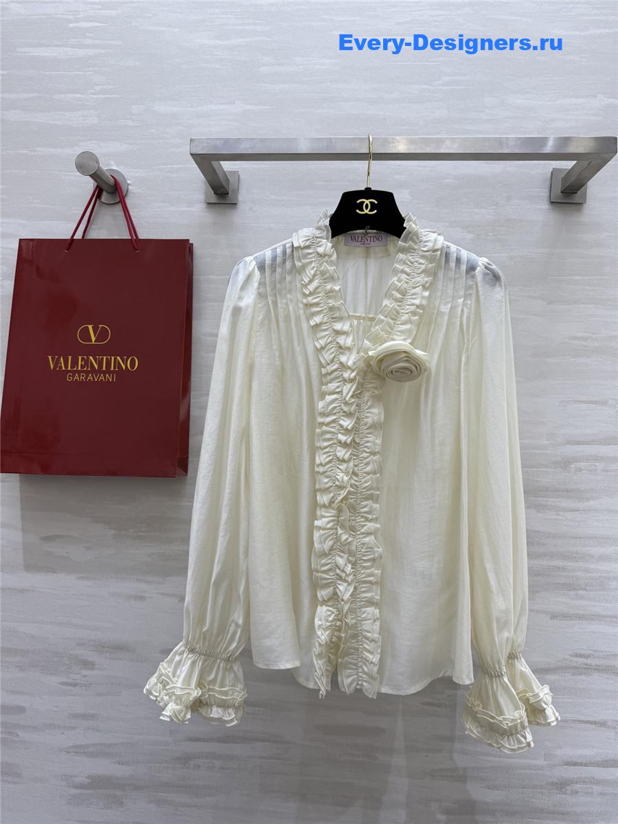 Va1e*ntin0 white tencel flower shirt