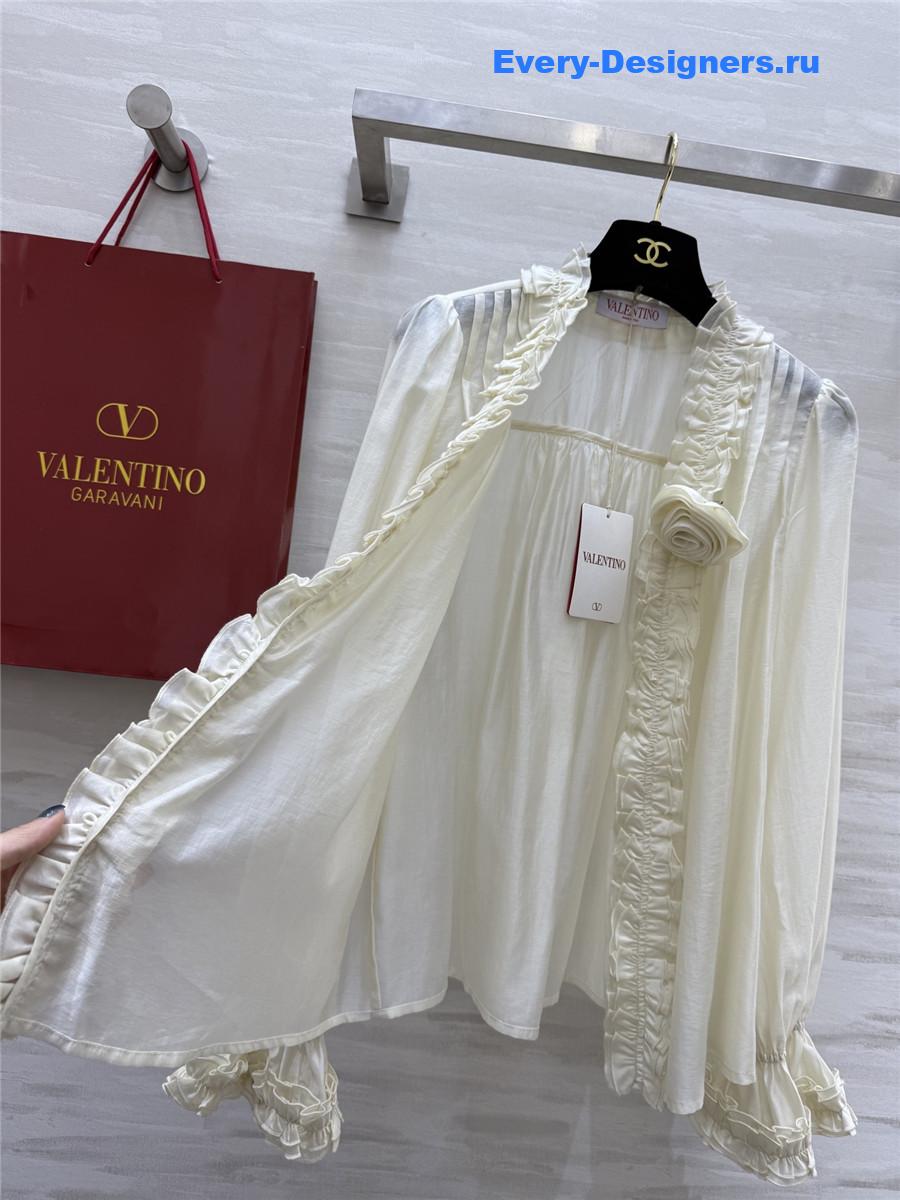 Va1e*ntin0 white tencel flower shirt