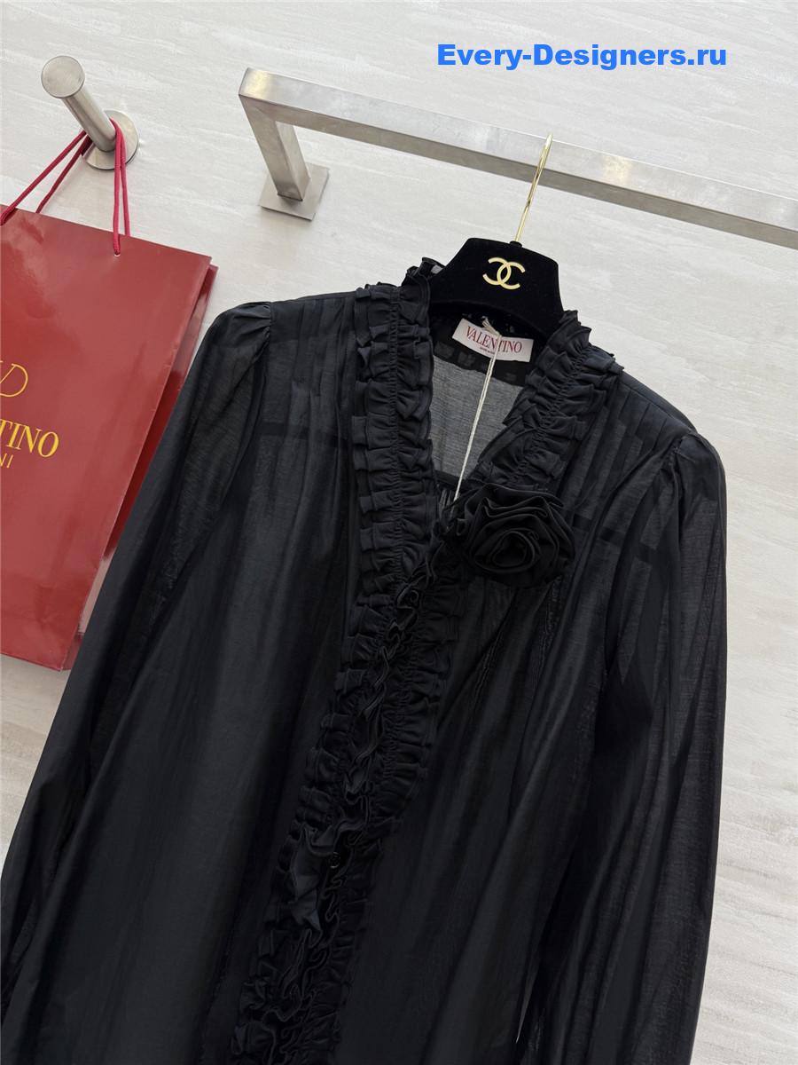 Va1e*ntin0 black tencel flower shirt