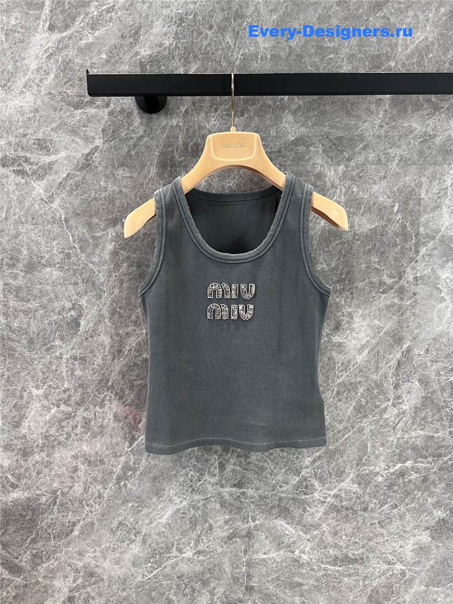 Miu Miu Rhinestone Beaded Logo Vest
