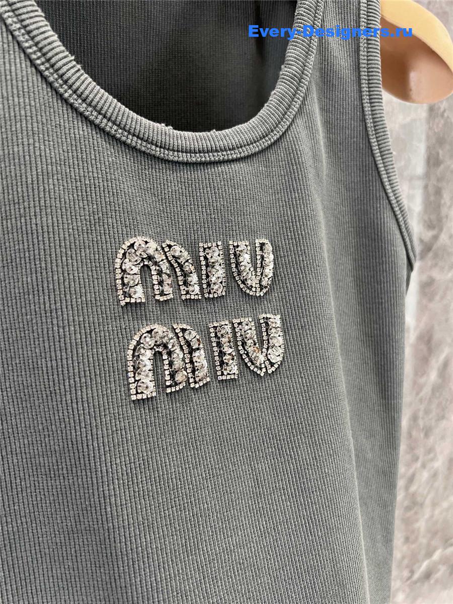 Miu Miu Rhinestone Beaded Logo Vest