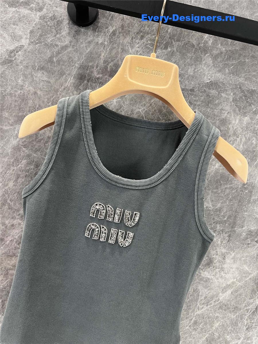 Miu Miu Rhinestone Beaded Logo Vest