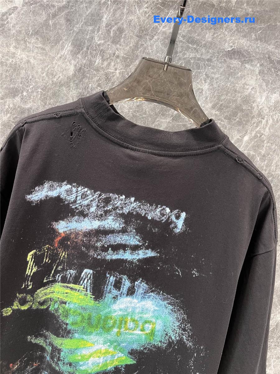 Ba1en*iaga lettering printed crew neck t-shirt black