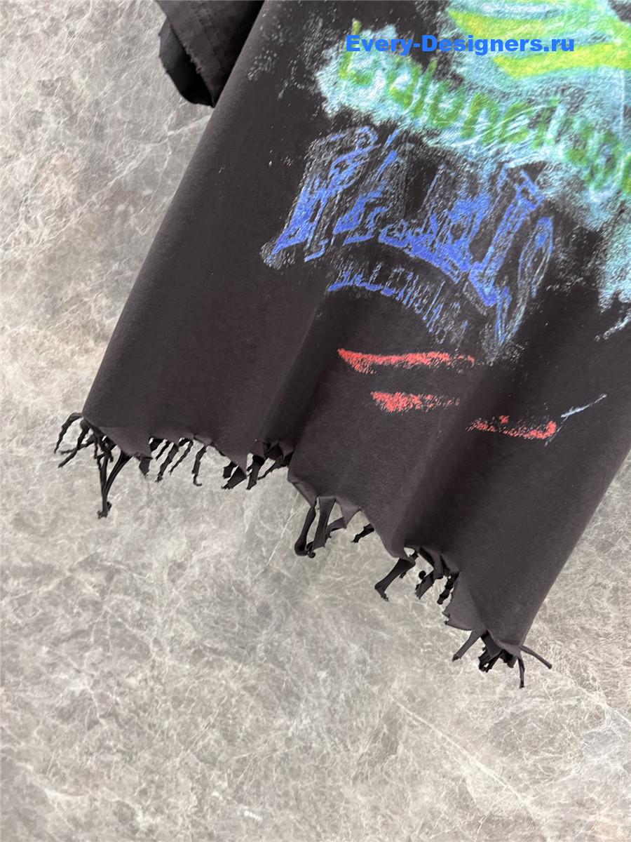 Ba1en*iaga lettering printed crew neck t-shirt black