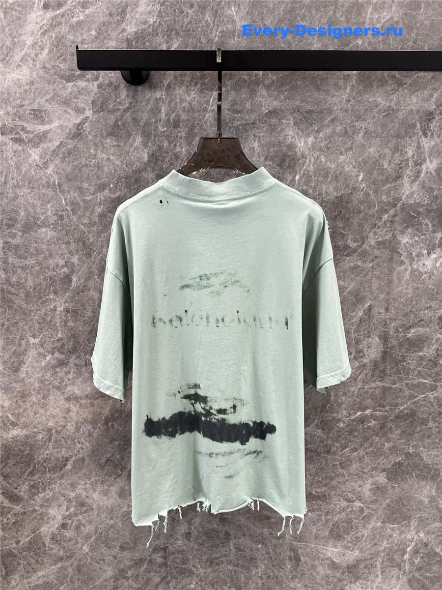 Ba1en*iaga lettering printed crew neck t-shirt