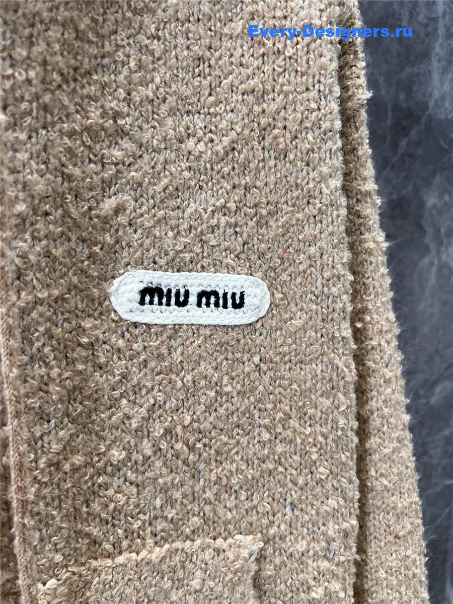 Miu Miu Brown Hooded Wool Knitted Jacket