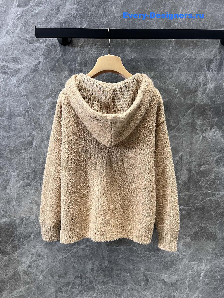 Miu Miu Brown Hooded Wool Knitted Jacket