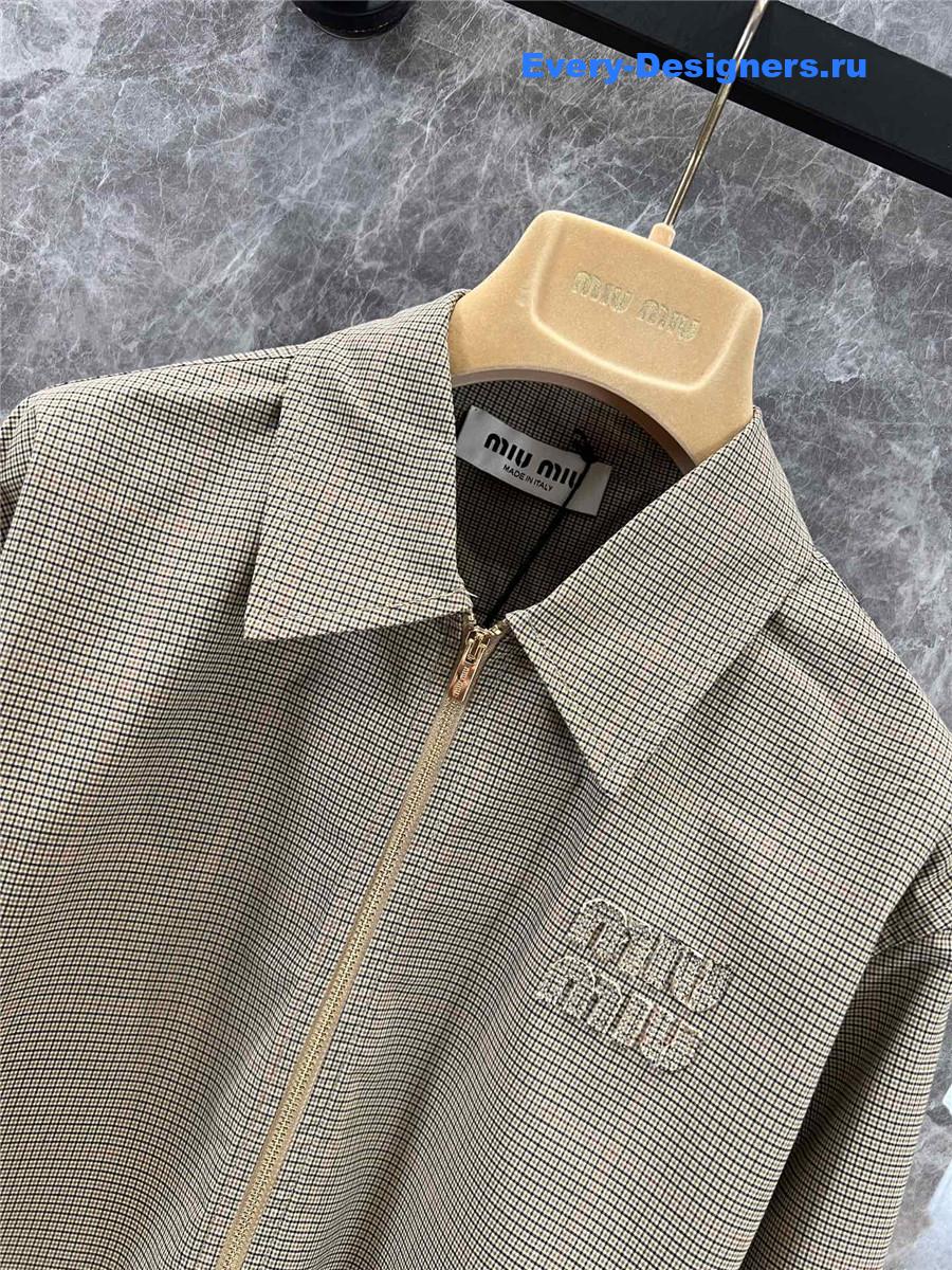 Miu Miu Olive Green Technical Check Shirt