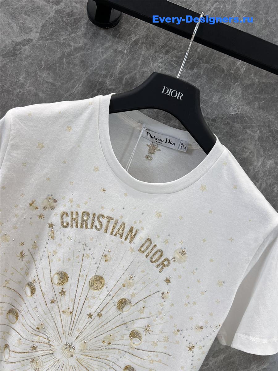 D10r gold-tone embroidered t-shirt