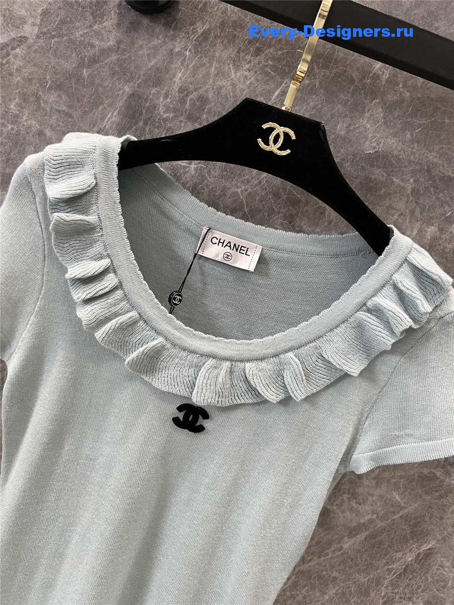 Ch**el crew neck knitted short sleeve top