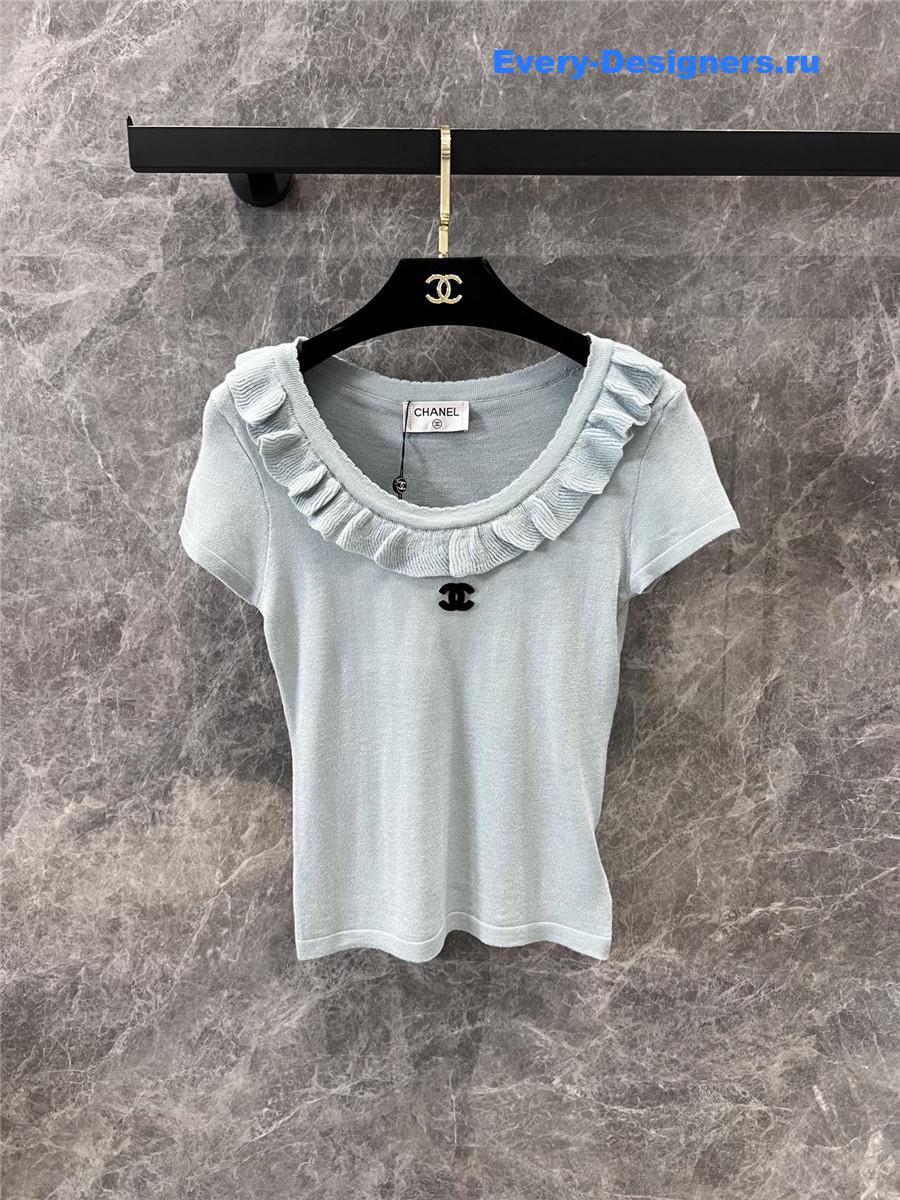 Ch**el crew neck knitted short sleeve top