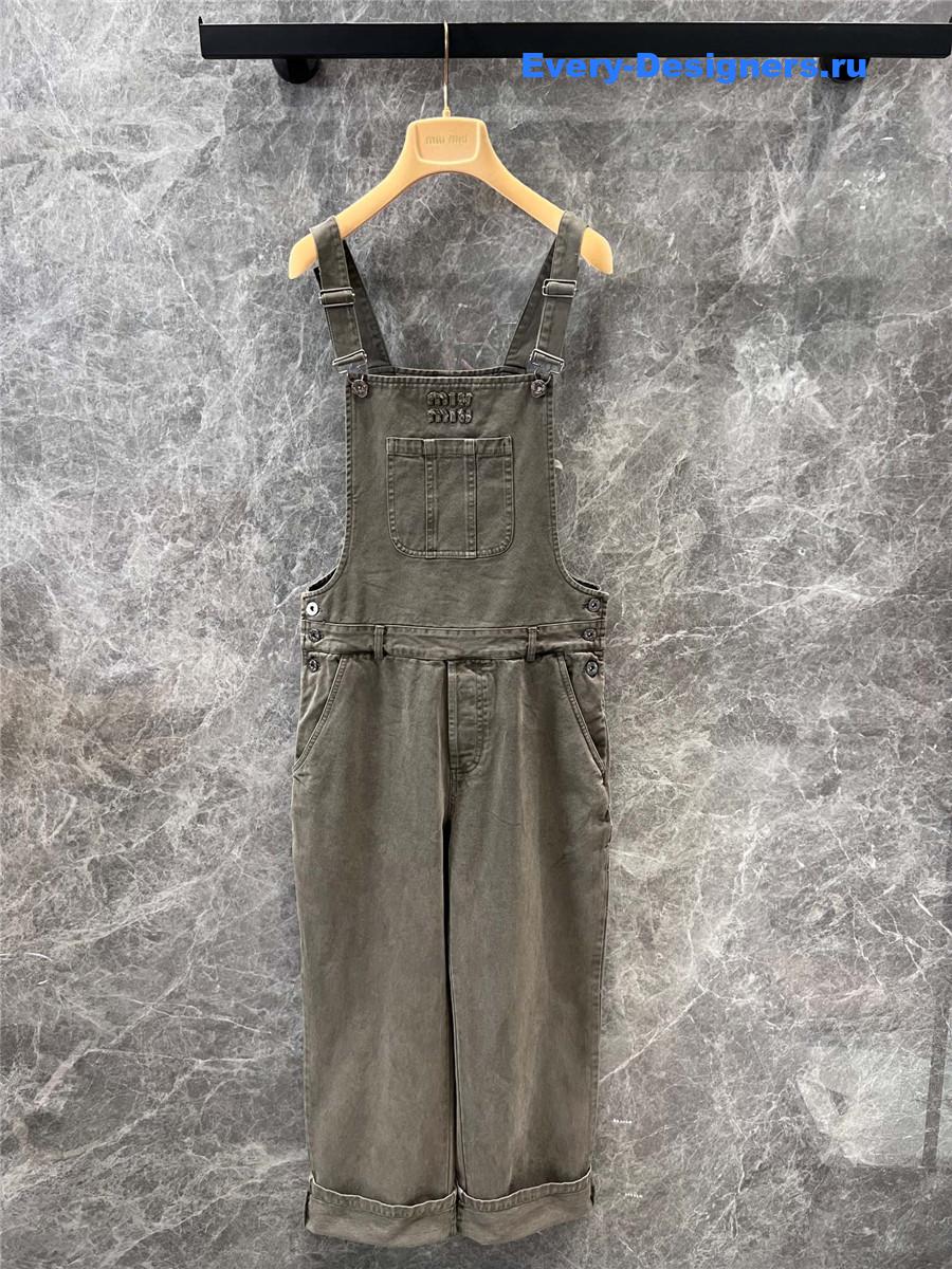 Miu Miu Army Green Washed Jumpsuit