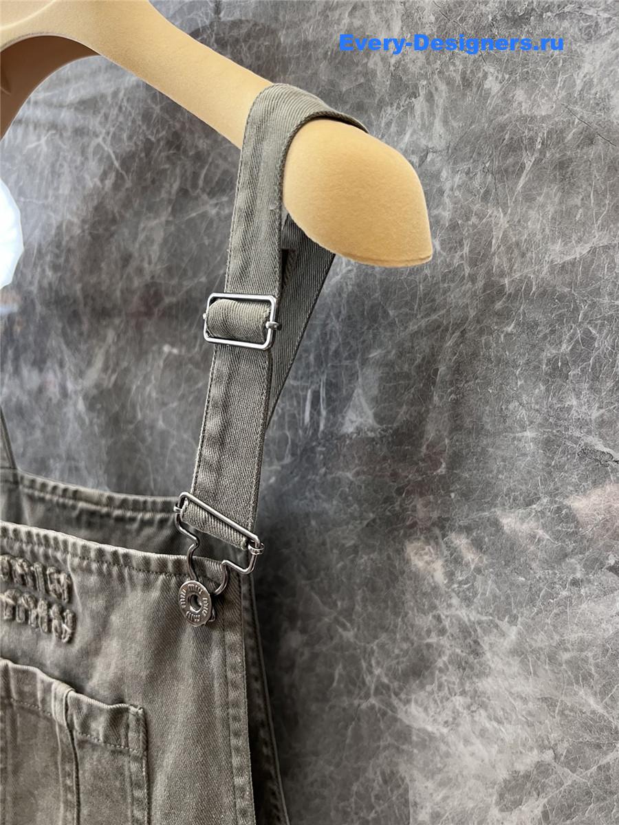 Miu Miu Army Green Washed Jumpsuit