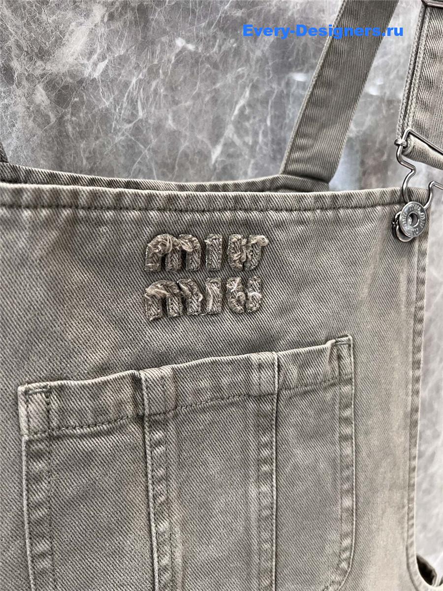 Miu Miu Army Green Washed Jumpsuit