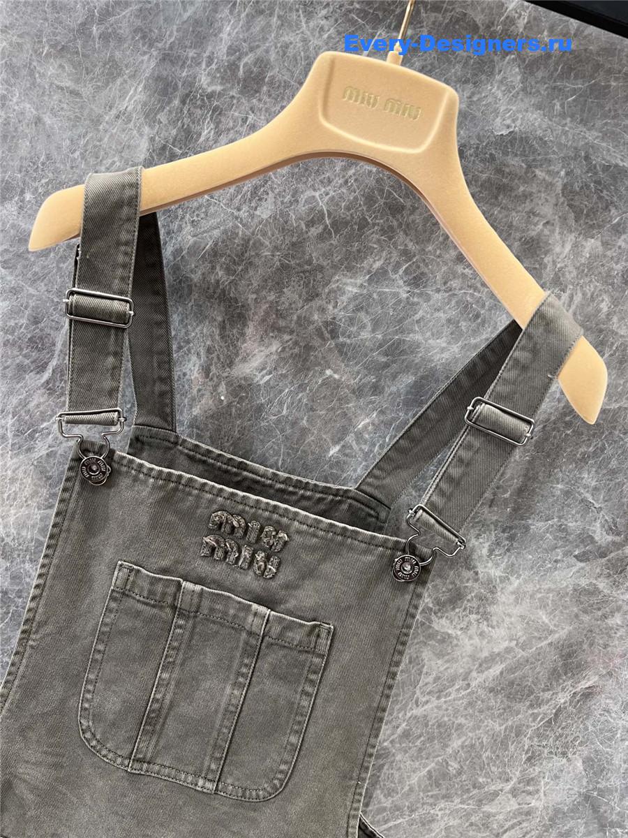 Miu Miu Army Green Washed Jumpsuit