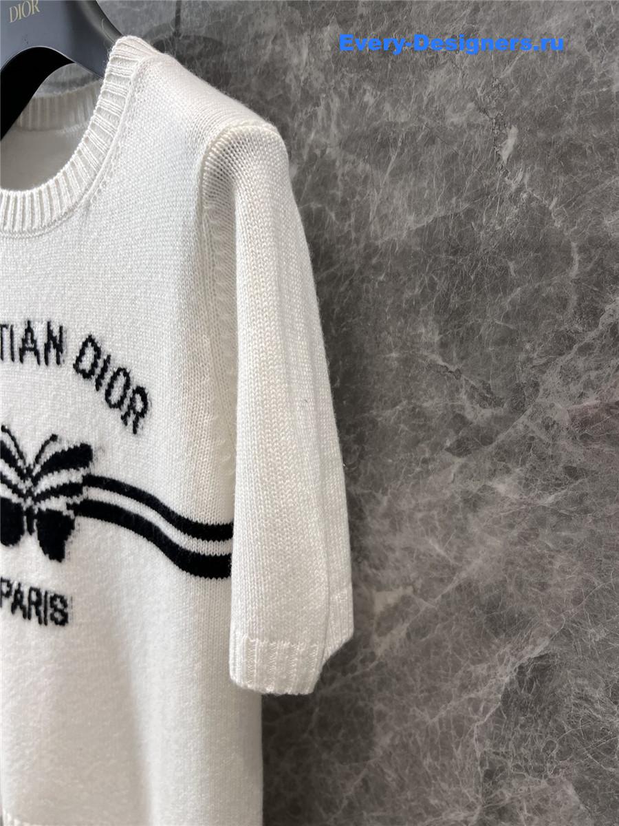 D10r butterfly print knitted short-sleeved top