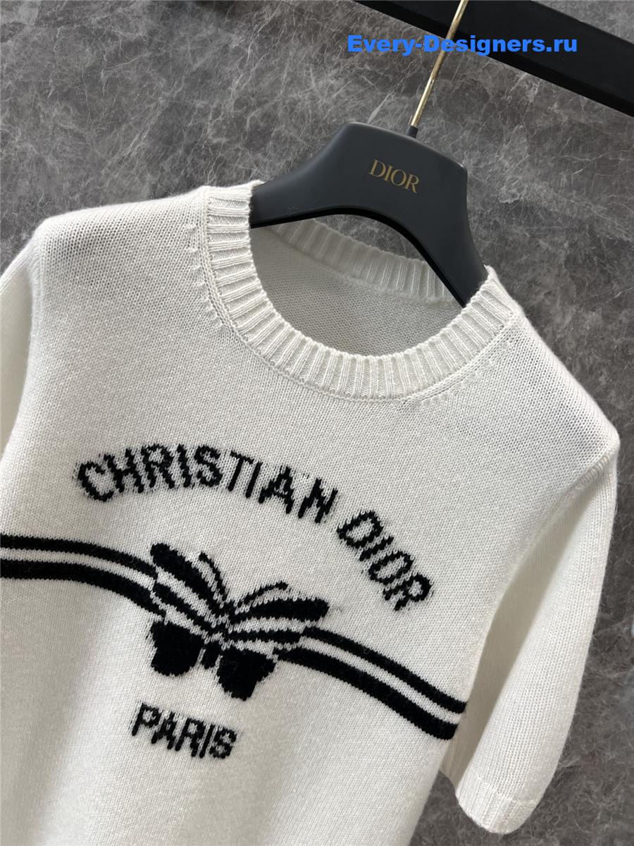 D10r butterfly print knitted short-sleeved top