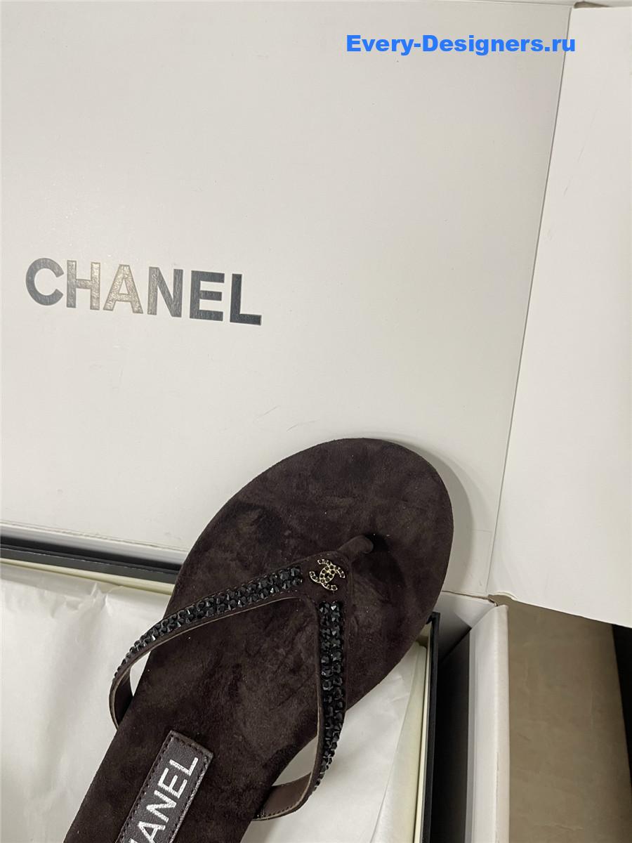 Ch**el brown suede flip flops