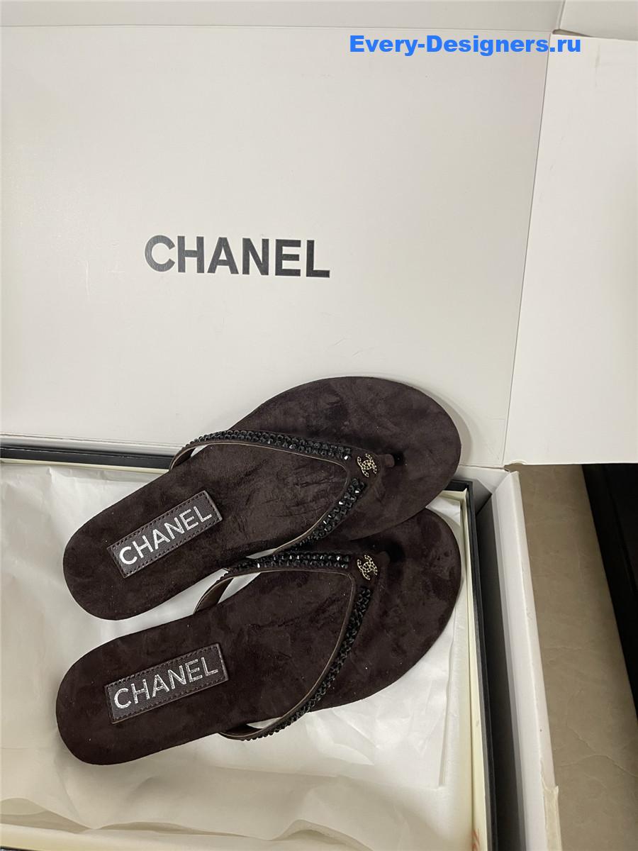 Ch**el brown suede flip flops
