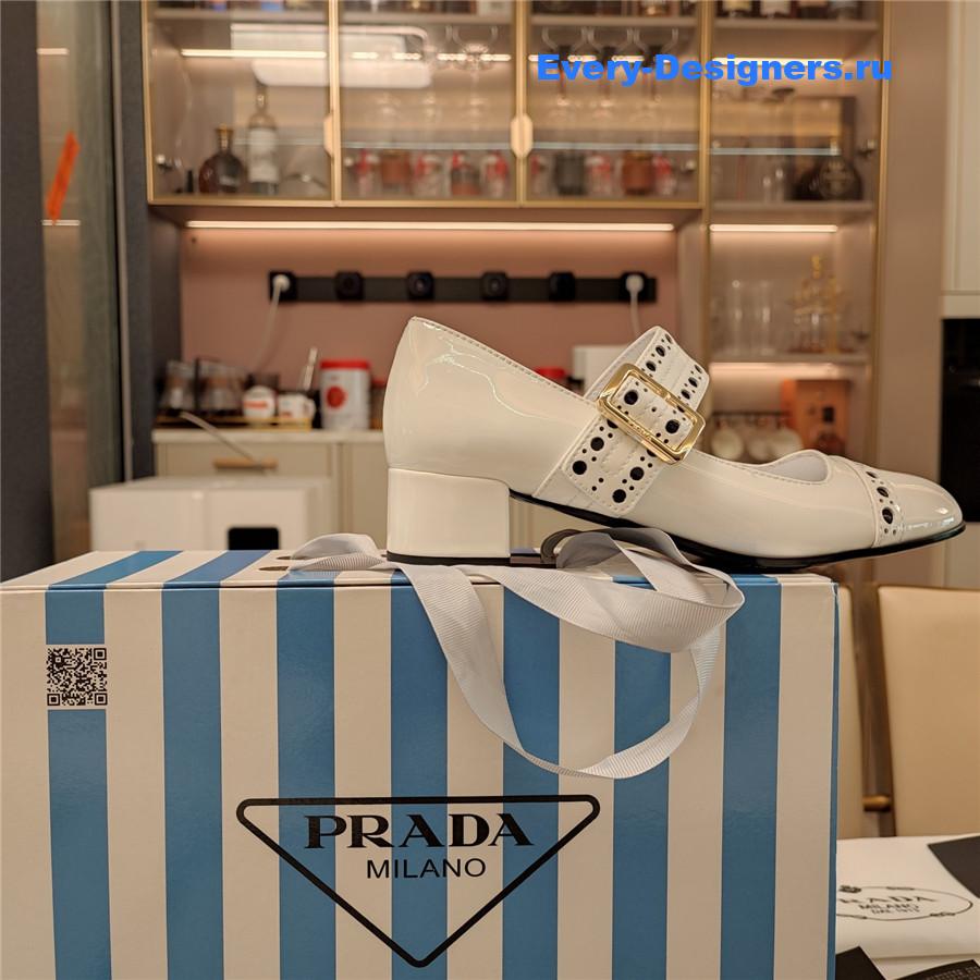 Pra*a 35mm leather mary jane pumps in white