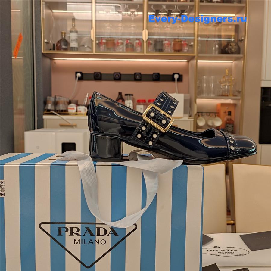 Pra*a 35mm leather mary jane pumps in black