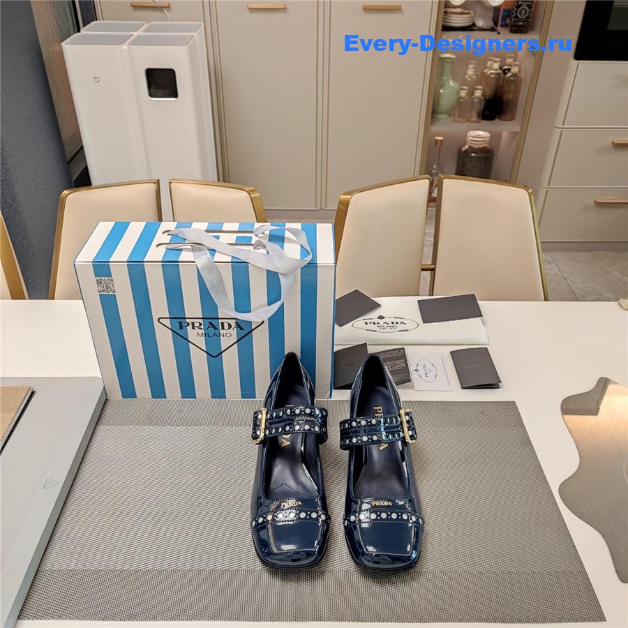 Pra*a 35mm leather mary jane pumps in black