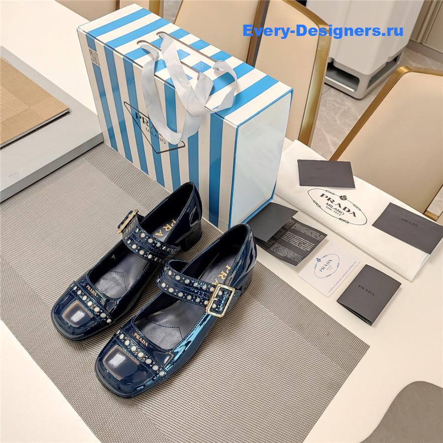 Pra*a 35mm leather mary jane pumps in black