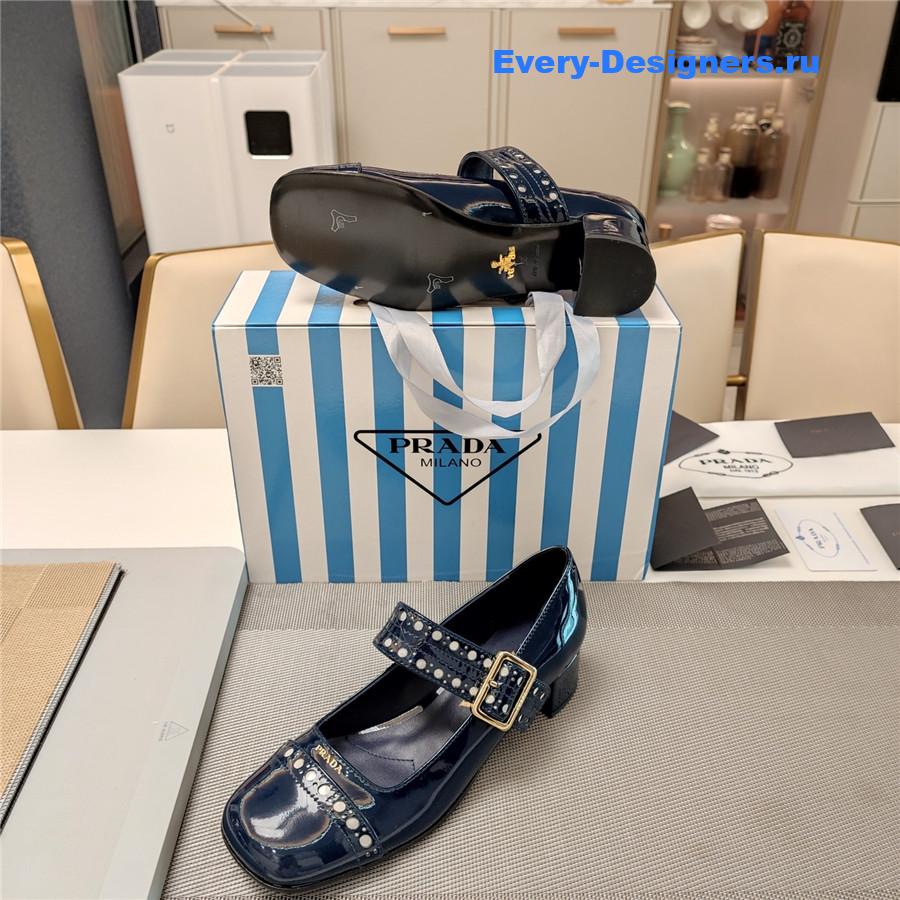 Pra*a 35mm leather mary jane pumps in black