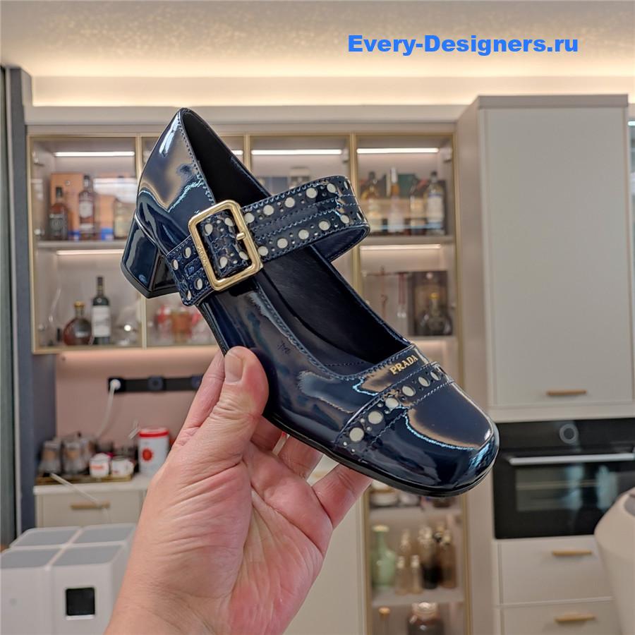 Pra*a 35mm leather mary jane pumps in black