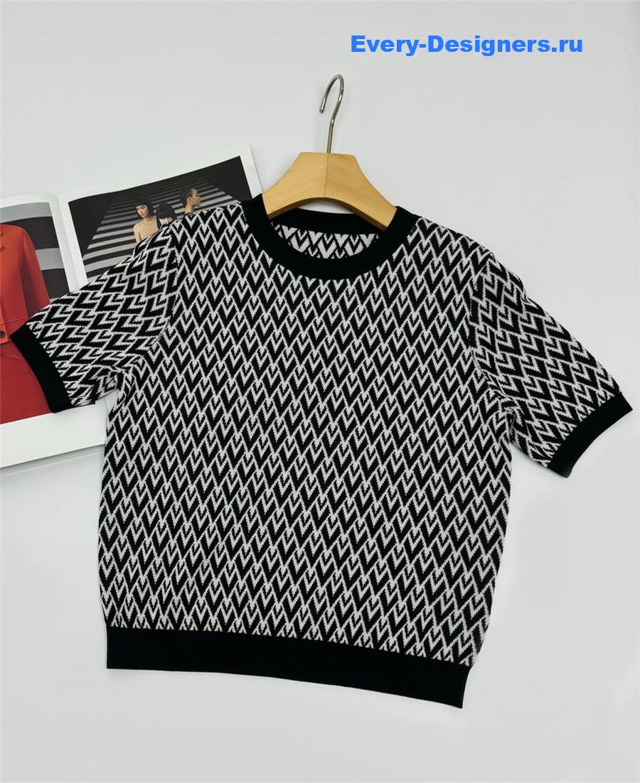 Va1e*ntin0 logo knit short sleeve