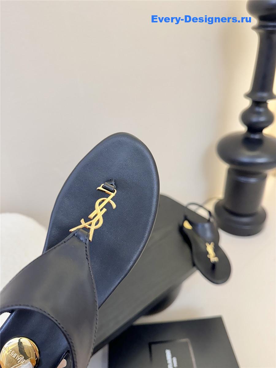 Sa1nt Lau*nt cassandra logo-strap flat sandals black