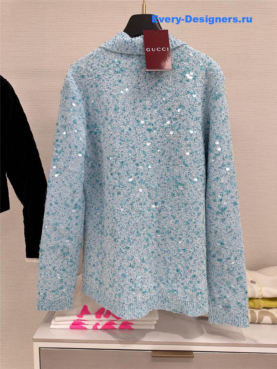 Gvc*1 tweed blend polo cardigan in turquoise