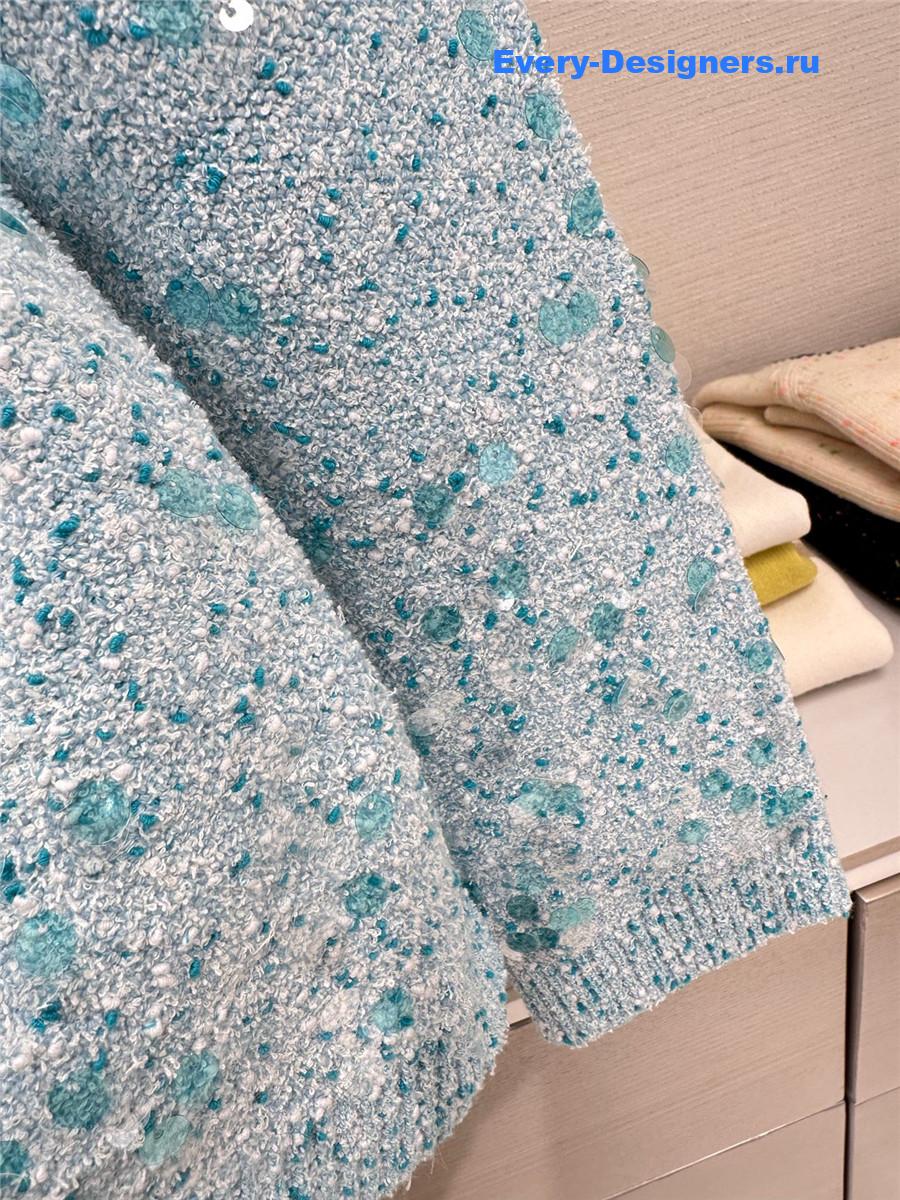 Gvc*1 tweed blend polo cardigan in turquoise