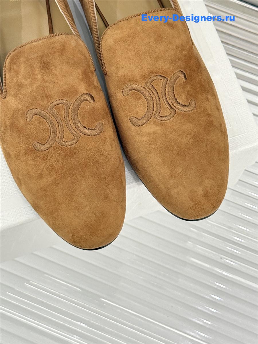Ce1i*e logo-embroidered suede loafers in brown