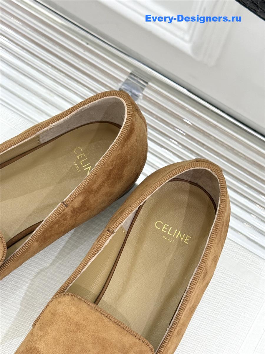 Ce1i*e logo-embroidered suede loafers in brown