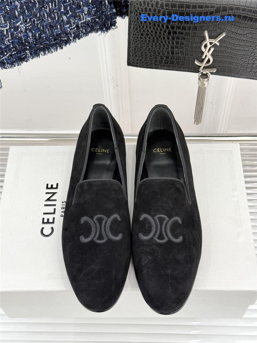 Ce1i*e logo-embroidered suede loafers womens