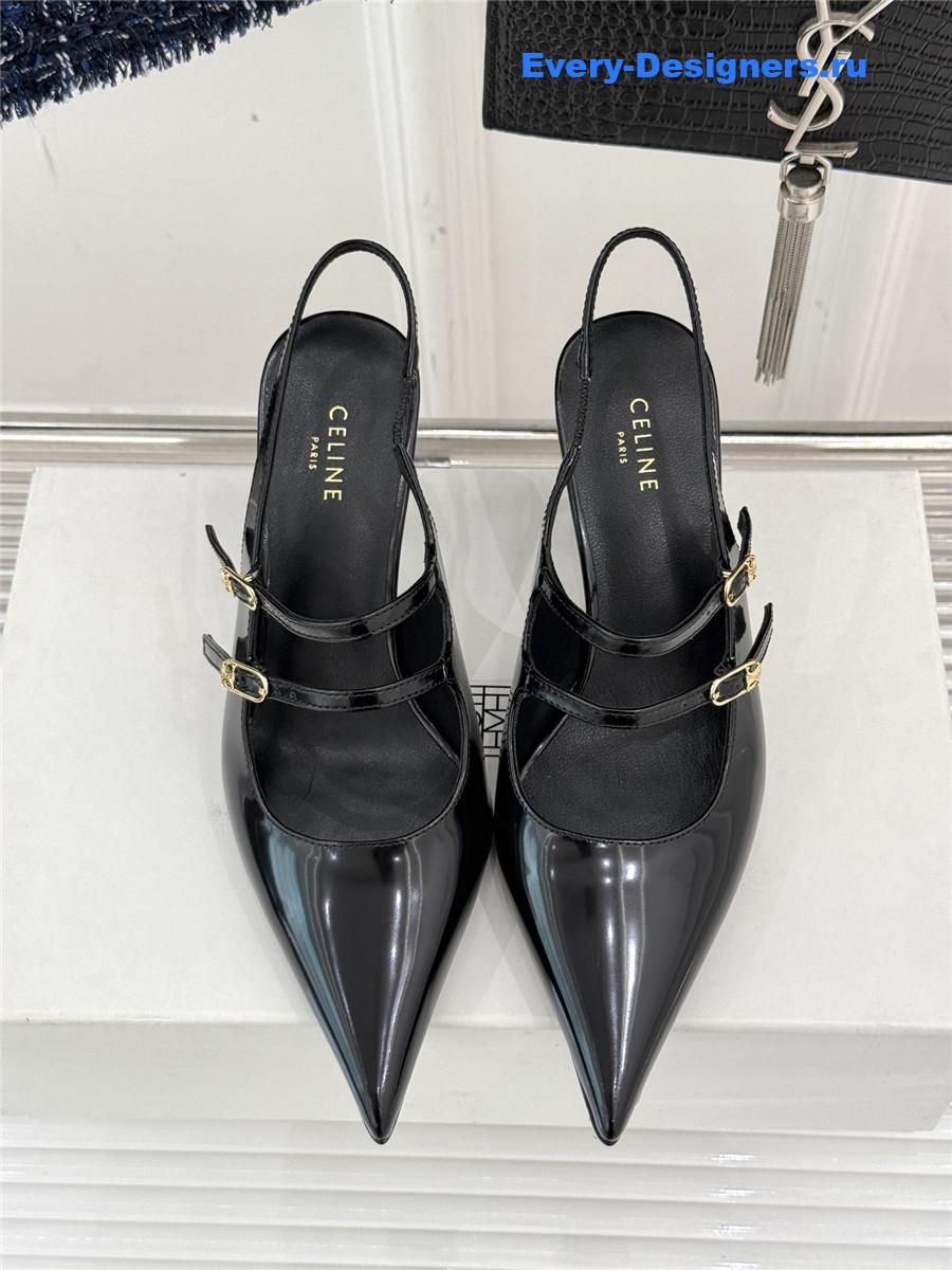Ce1i*e patent leather slingback pumps
