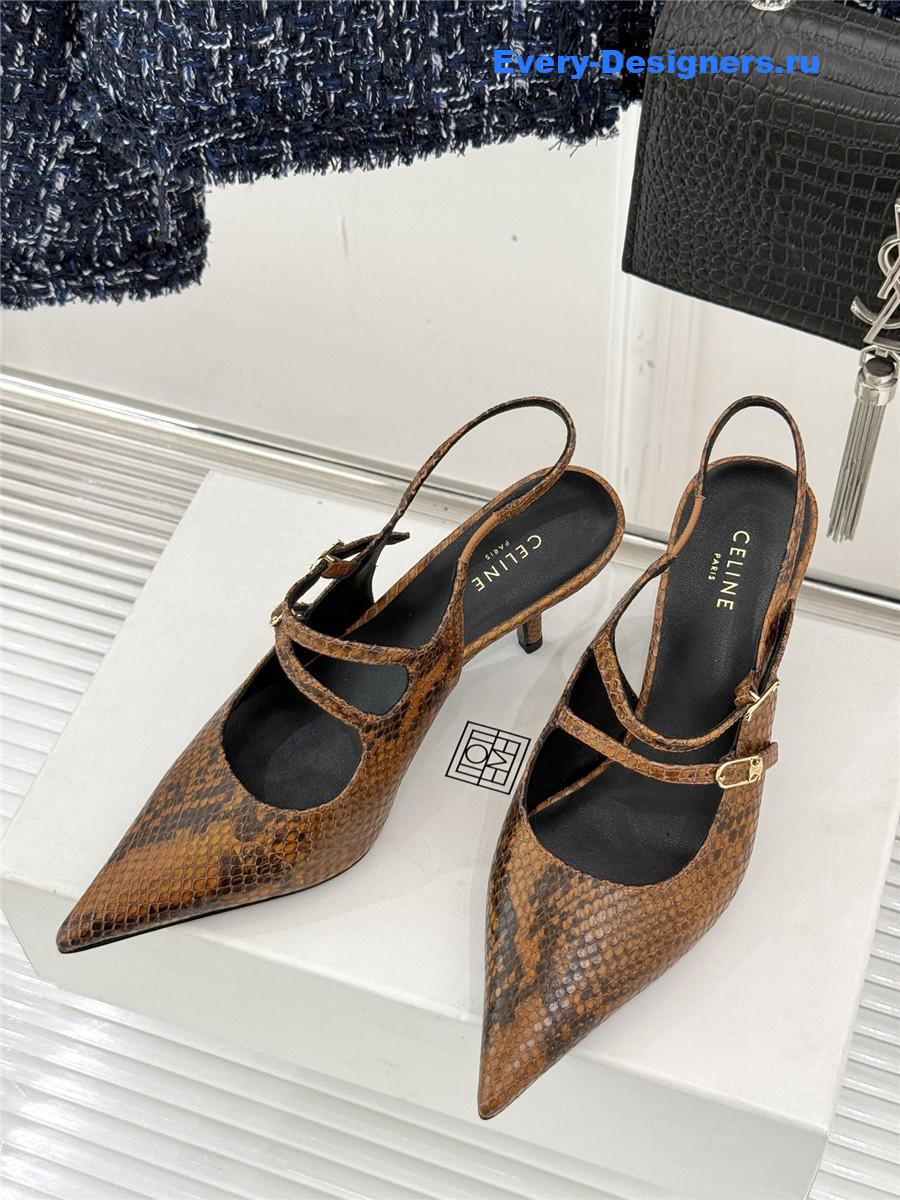 Ce1i*e snake leather slingback pumps