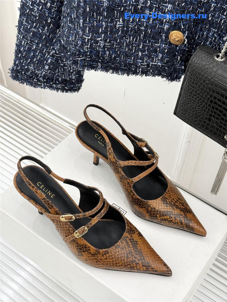 Ce1i*e snake leather slingback pumps