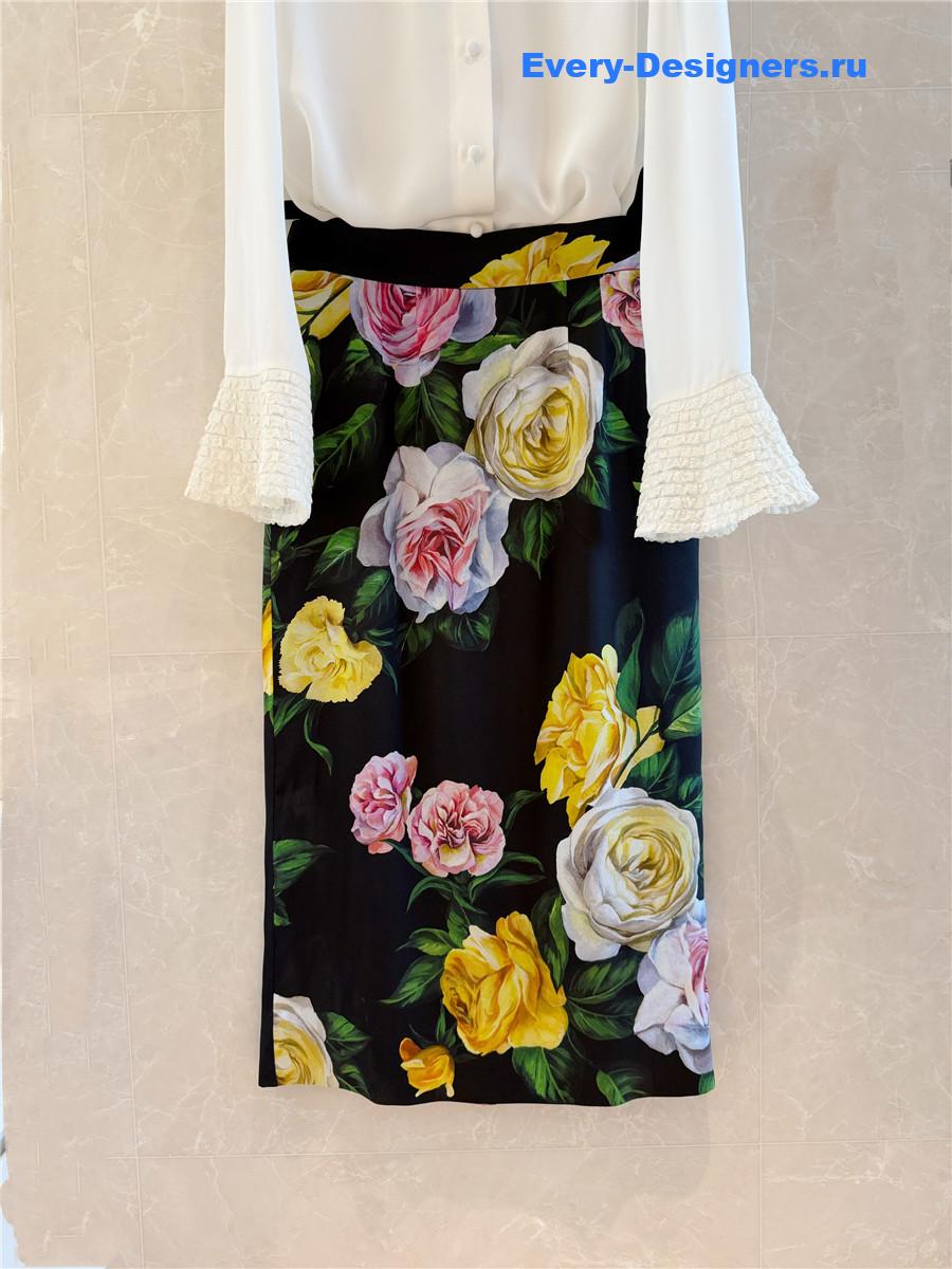 Dolce & Gabbana Floral Charmeuse Skirt