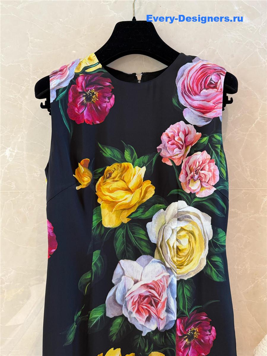 Dolce & Gabbana Peony Rose Midi Dress