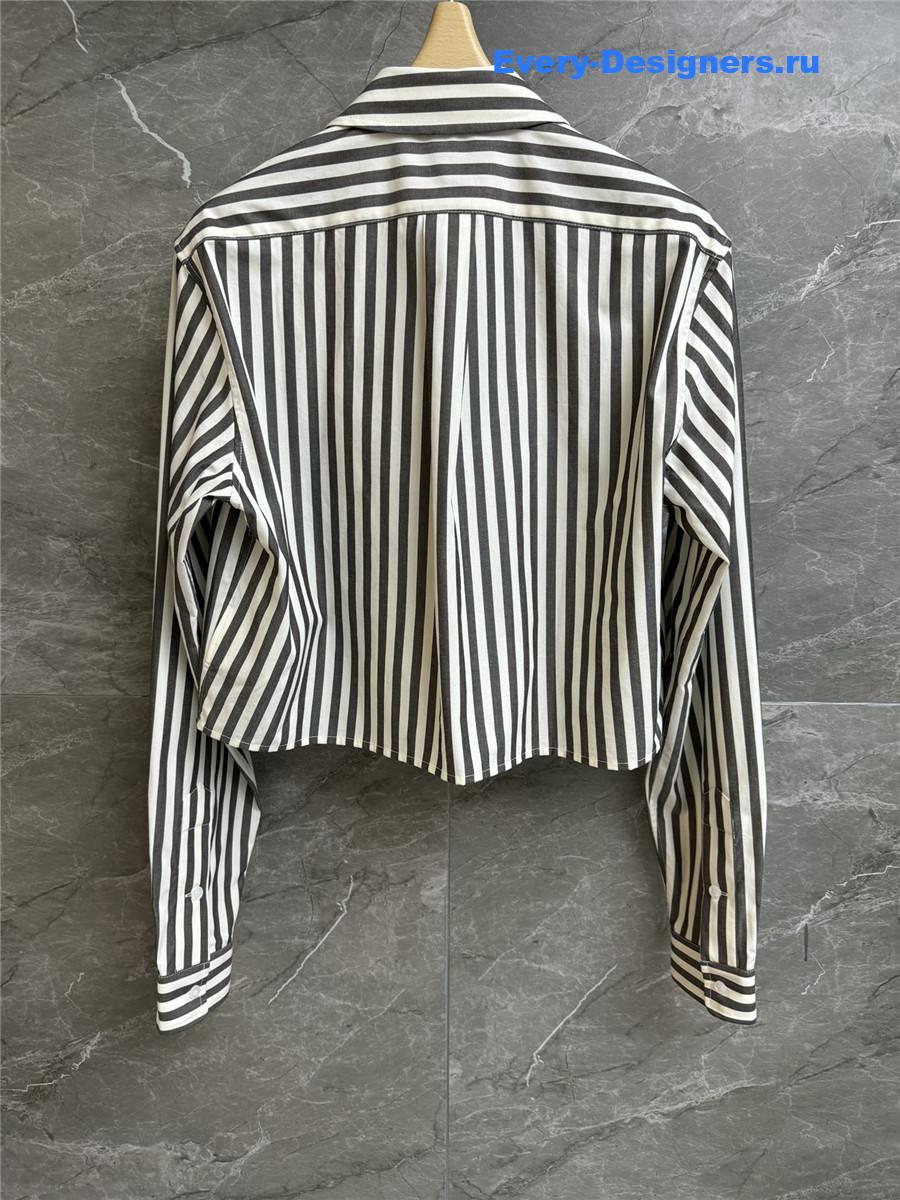 Miu Miu Striped Zip-Up Shirt