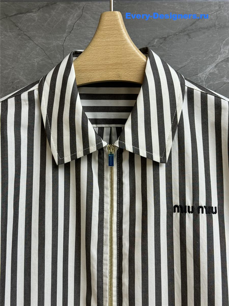 Miu Miu Striped Zip-Up Shirt