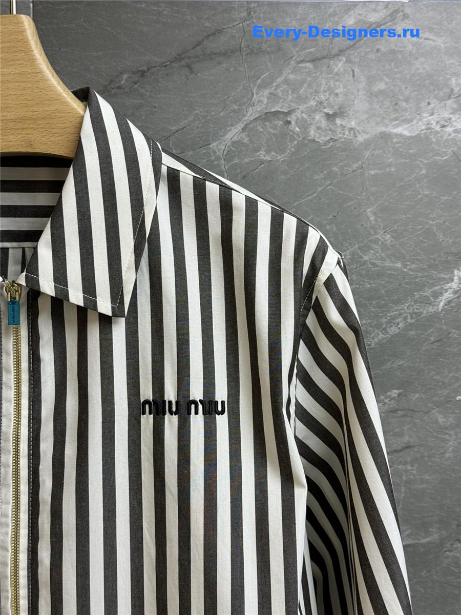 Miu Miu Striped Zip-Up Shirt