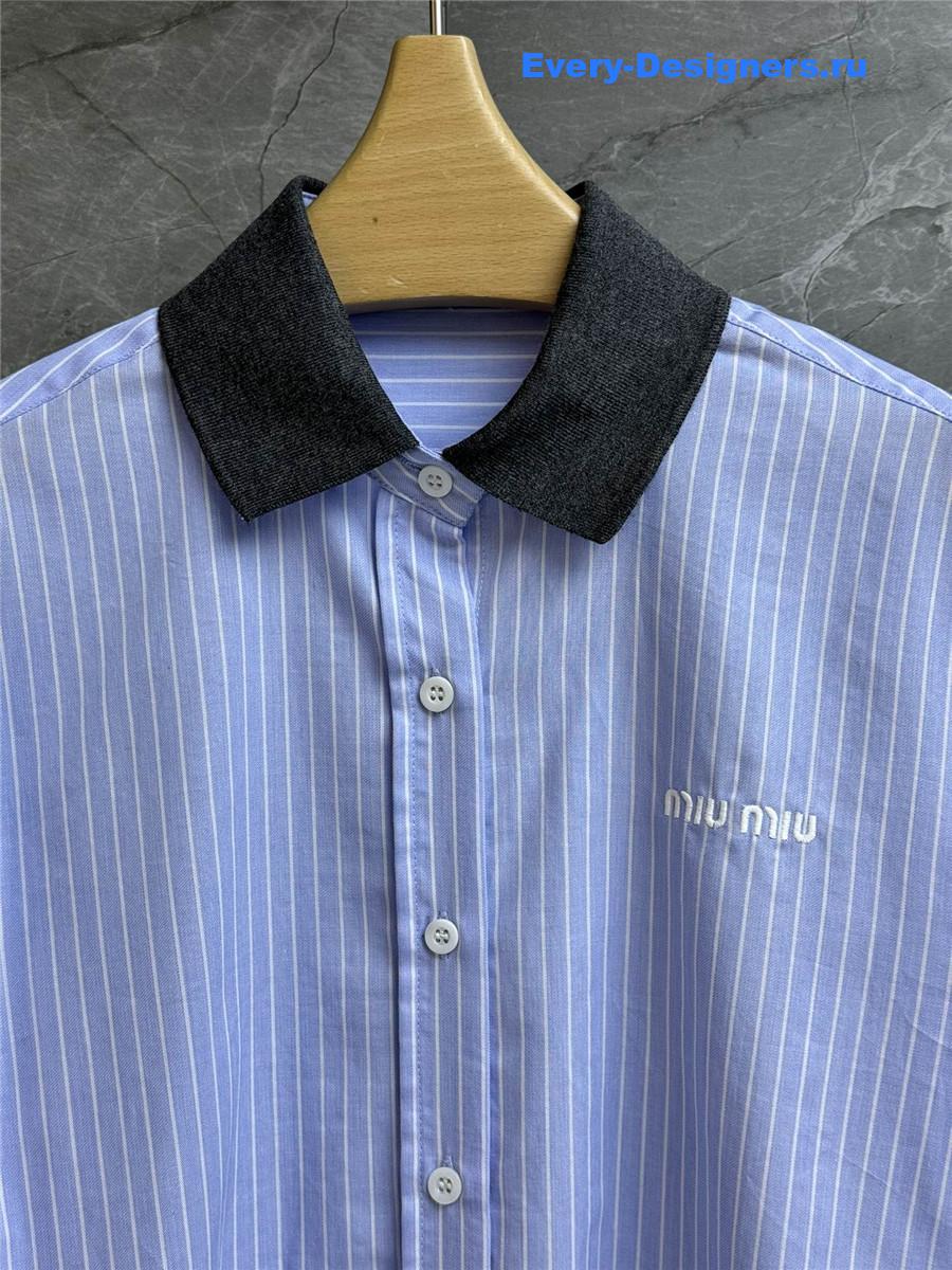 Miu Miu Blue Cotton Shirt Women