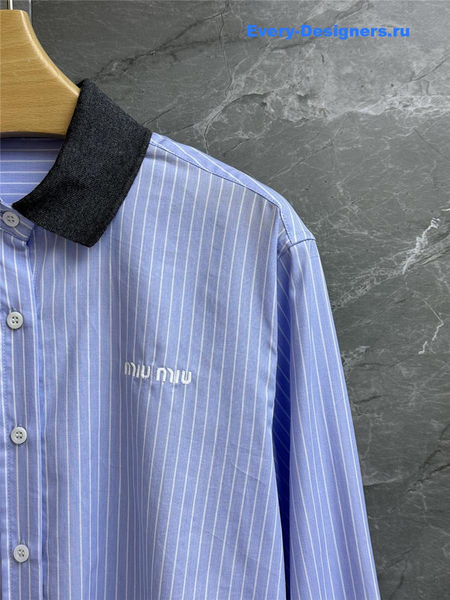 Miu Miu Blue Cotton Shirt Women