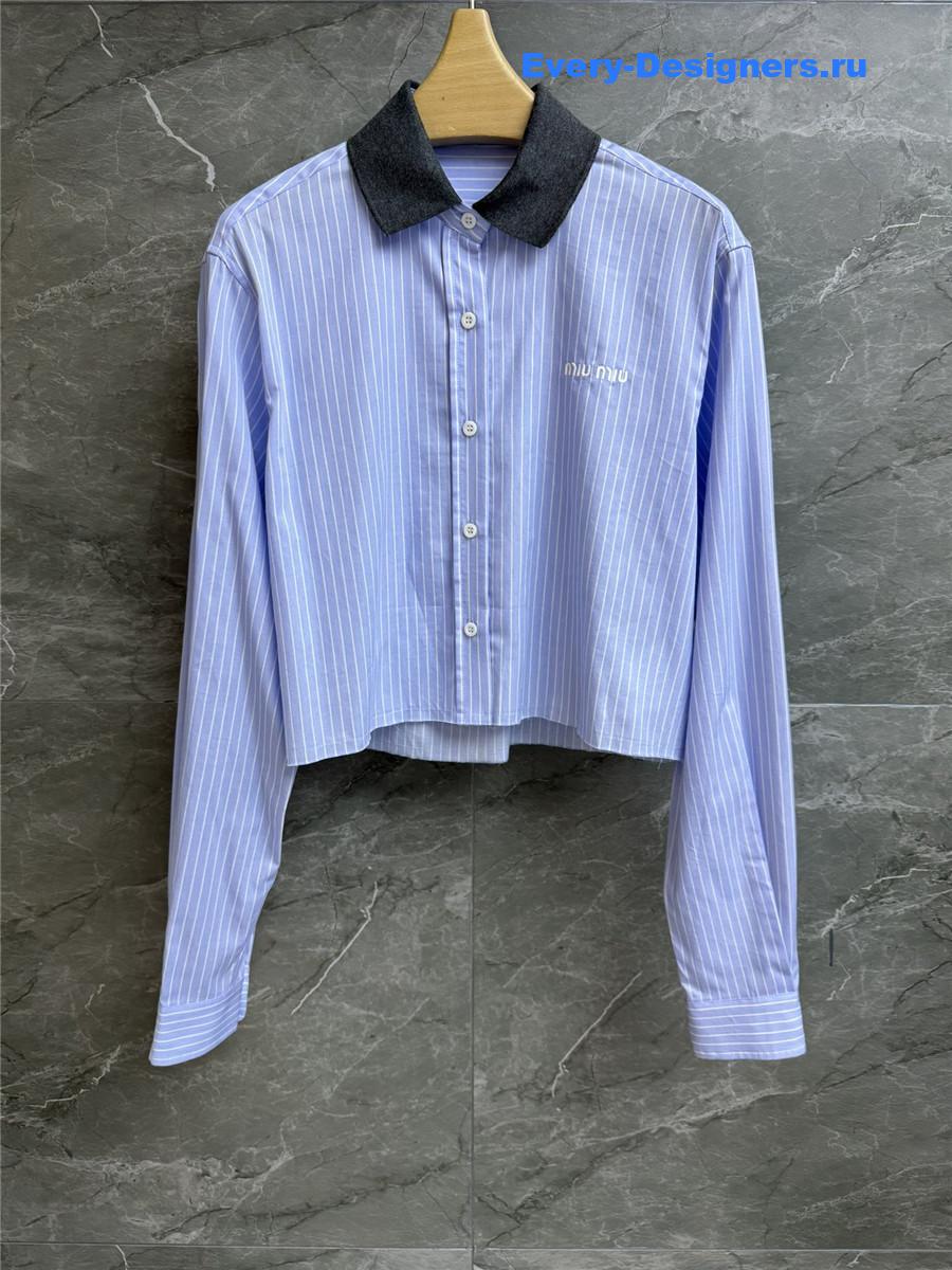 Miu Miu Blue Cotton Shirt Women